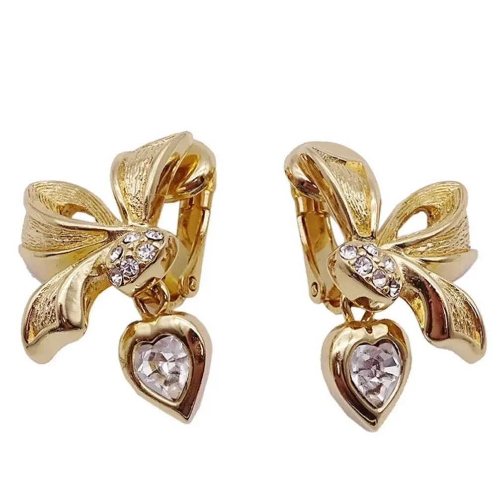 Gold Heart Drop Earrings A1157